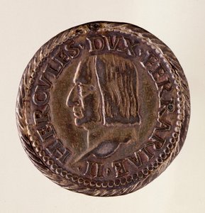 Silvermynt (stort huvud) från Ferrara (Ferrara): hertig Ercole I d