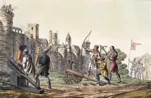 Soldiers and Artillery of the 15th Century, skylt 16 från The History of the Nations (akvatint) av Italian School