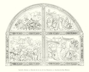 Spinello Aretino, Episod de la vie de San Benedetto, Sacristie de San Miniato (gravyr) av Italian School