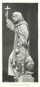 Staty av Savonarola, av Pazzi (gravyr) av Italian School