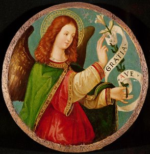 Bebådelsens ängel (olja på panel) av Italian School