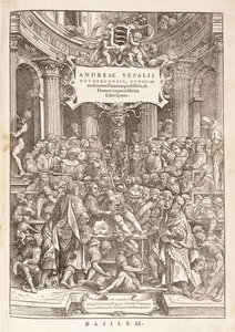 Författaren genomför en anatomisk dissektion i en kirurgisk teater, 1543 av Italian School
