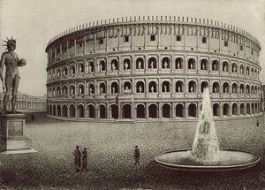Colosseum restaurerat (litho) av Italian School