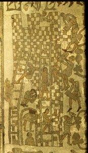 Byggandet av Babels torn, 1166 (mosaik) av Italian School