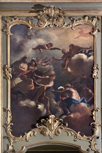The Council of the Gods: Zeus på Olympen omger gudomliga. Målning av den italienska skolan (1700-talet) av Italian School