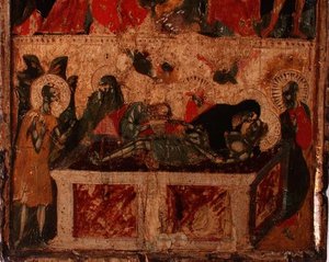 The Deposition of Christ, nedre halvan av en panel (se även 78636) (panel) av Italian School