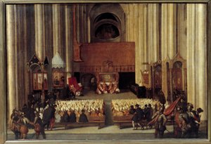 Ekumeniska rådet i Trent. Konciliet i Trent är det 19:e ekumeniska rådet som erkänns av den romersk-katolska kyrkan. Han tillkallades av påven Paulus III 1542, som svar på förfrågningar från Martin Luther inom ramen för den protestantiska reformen. av Italian School