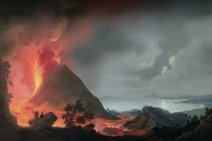 Vesuvius utbrott 1810 av Italian School