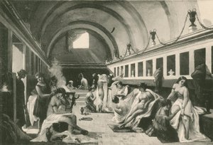 Frigidarium för kvinnor i Stabianbadet, som det var (gravyr) av Italian School