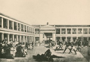 The Stabian Baths - The Wrestling-Place som den var (gravyr) av Italian School