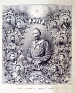 General Garibaldis stab, illustration från Italiens historia av Italian School