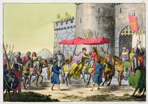 Edvard I:s bröllop och Eleanor av Kastilien, skylt 22 från Nationernas historia (akvatint) av Italian School
