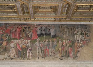 Lojalitetseden till den förste kaptenen Luigi Gonzaga 1328 (fresk) av Italian School