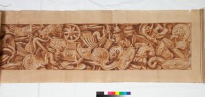 Three Drawings after the Antique, c.1750 (penselteckning förhöjd i brun tvätt över svag markering i svart krita) av Italian School