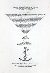 Titelsidan av Erasmus Adages, tryckt av Aldus Manutius i Venedig, 1508 (tryckt papper och gravyr) av Italian School