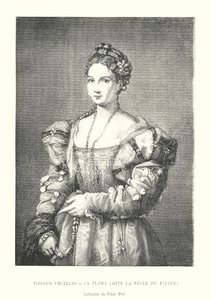 Tiziano Vecellio, La Flora, Say La Belle du Titien, Collection du Palais Pitti (gravyr) av Italian School