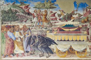 Merkurius triumf, Månadernas sal, norra muren: "Juni", ca 1468-70 (fresk) av Italian School