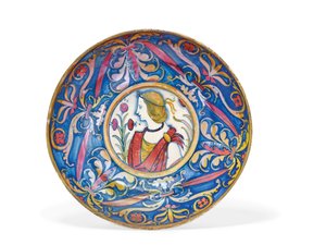 Umbrisk majolika, guld- och rubinglansfotskål, från Deruta till Gubbio, ca 1510-20 av Italian School