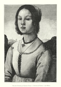 En ung florentinare, av Francesco Granacci, Florens samlingar, Uffizierna (gravyr) av Italian School