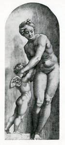 Venus och Amor, 1600-talet av Italian School