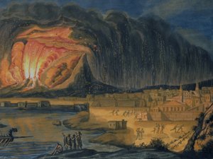 Vesuvius utbrott nära Neapel, ca 1815 av Italian School