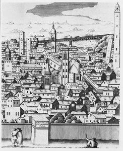 Utsikt över Bologna (gravyr) av Italian School