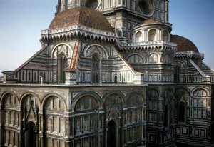 Utsikt över absiden av katedralen i Florens (Duomo Santa Maria del Fiore). 1300-1400-talet, Florens, Italien av Italian School