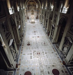 Vy över centralskeppet i St. Petersburg. Johanneskyrkan (St. Giovanni in Laterano) av Italian School