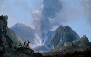Vy över Vesuvius krater 1829 (gouache) av Italian School
