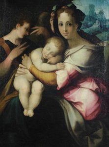 Jungfru Maria med barnet, okänd konstnär från Toscana, mitten av 1500-talet (olja på duk) av Italian School