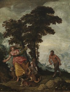 Dygd eftersträvad av Vice, ca 1570-1600 (olja på duk) av Italian School