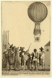Utsikt över luftballongen som gjordes före hans majestäts pub. 1793. av Italian School