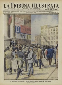 Väljare går till vallokalerna i det italienska parlamentsvalet i Rom (färglitografi) av Italian School