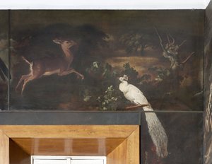 Vit påfågel och rådjur, Myth of Orpheus av Italian School