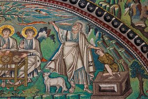 Abraham och Isak (mosaik) av Italian School Italian School