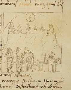 Ms.LAT.446 fol.2v Visarna studerar stjärnornas rörelser för att fastställa det exakta datumet för påsken, från Ortopascha av Pilgrim Priscian av Italian School Italian School