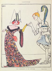 Mistinguett (1875-1956) och hans riddare, karikatyr från 