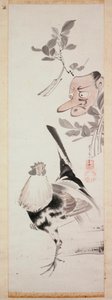 Cockerel and Tengu-Mask, c.1775 (bläck & ljus färg på papper)