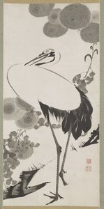 Crane, Hanging Scroll, Edo Period (bläck på papper)