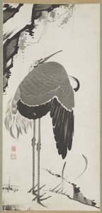 Tranor, en i ett par, Hanging Scroll, Edo Period (bläck på papper)