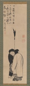 Japanska Hanshan och Shide: Kanzan och Jittoku, sent 1700-tal.