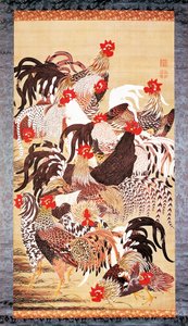 Tretton tuppar, från Doshoku Sai-e (De levande varelsernas färgglada rike) Edo-perioden. ca 1757-66 (färg på siden)