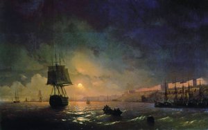 Ryska: "Utsikt över Odessa i månsken natt" Odessa i månsken av Ivan Aivazovsky