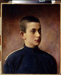 Porträtt av storhertig Konstantin Nikolajevitj av Ryssland (1827-1892). (Porträtt av storhertigen Konstantin Nikolajevitj av Ryssland). Tonåringsporträtt. Målning av Ivan Alexeevich Tyurin (1824-1904), olja på duk. Rysk konst från 1800-talet. Sate centrala av Ivan Alekseevich Tyurin