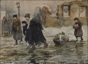 Transport av mat på en släde, 1923. av Ivan Alexeyevic Vladimirovh