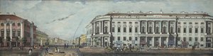 Polisbron med Stroganovpalatset. Från panoraman av Nevsky Prospekt, 1830
