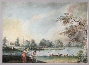Dammarna före greve Alexei Kirillovich Razumovskys stadsgods i Moskva, tidigt 1800-tal