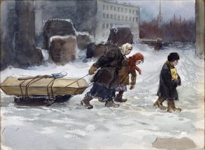 Begravning av en arbetare som inte var kommunist av Vladimirov, Ivan Alexeyevich (1869-1947). Akvarell, Gouache på papper av Ivan Alexeyevich Vladimirov