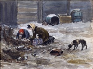 Hungriga år i Petrograd (Drawn from nature) av Vladimirov, Ivan Alexeyevich (1869-1947). Akvarell, Gouache på papper