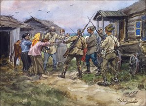 Rekvisition av boskap till Röda armén i en by nära Luga av Ivan Alexeyevich Vladimirov